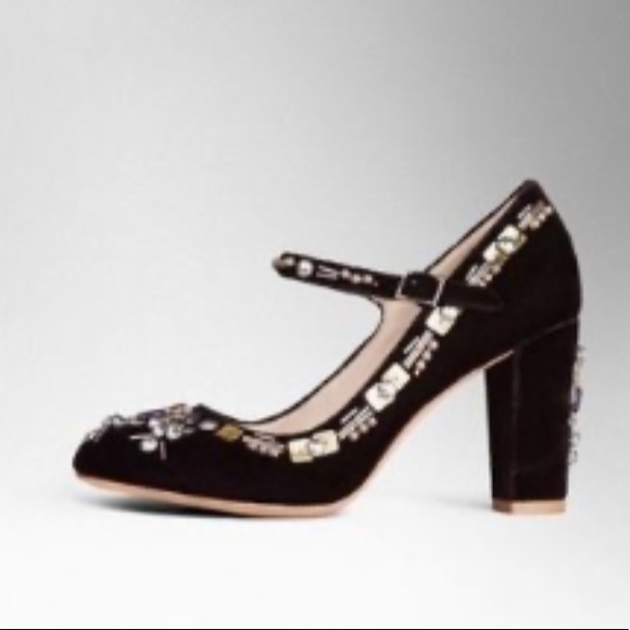 Boden Shoes - Boden Black Felt Embellished Mary Jane Heels
